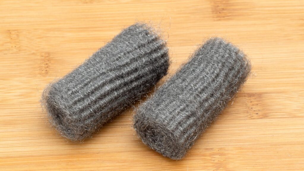 two steel wool rolls