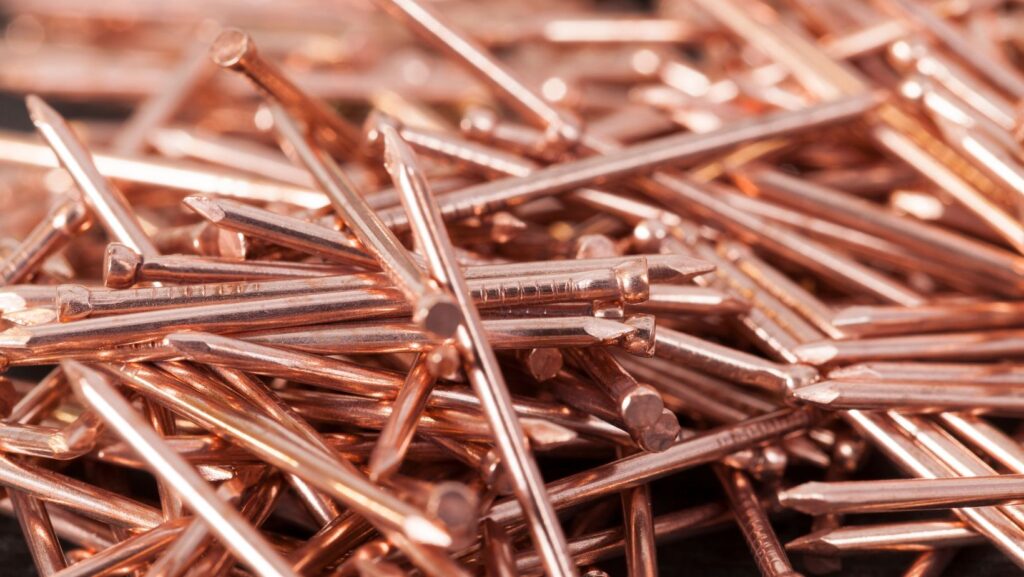 a handful of bronze wood nails