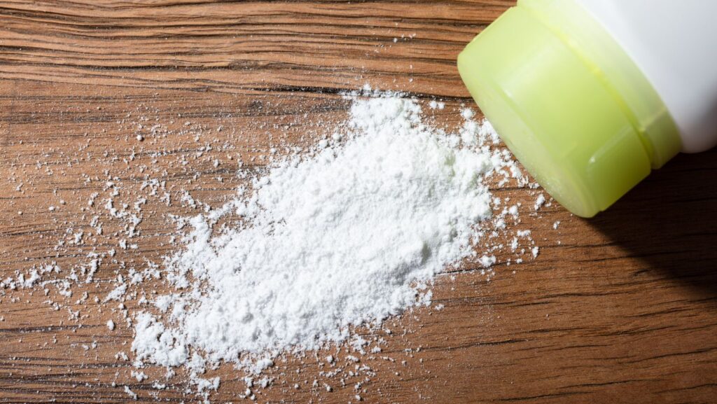 talcum powder on wood flooring