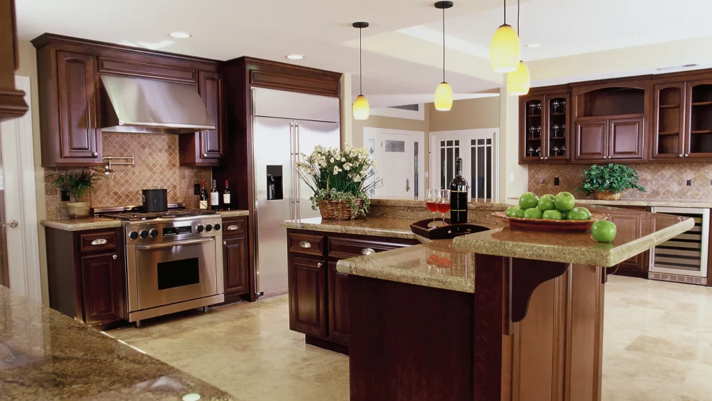 A modern kitchen with refinished cabinets