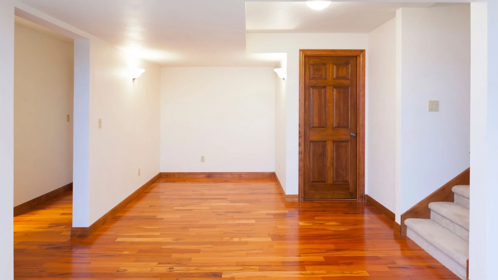 New Home Finished Basement with Hardwood Flooring