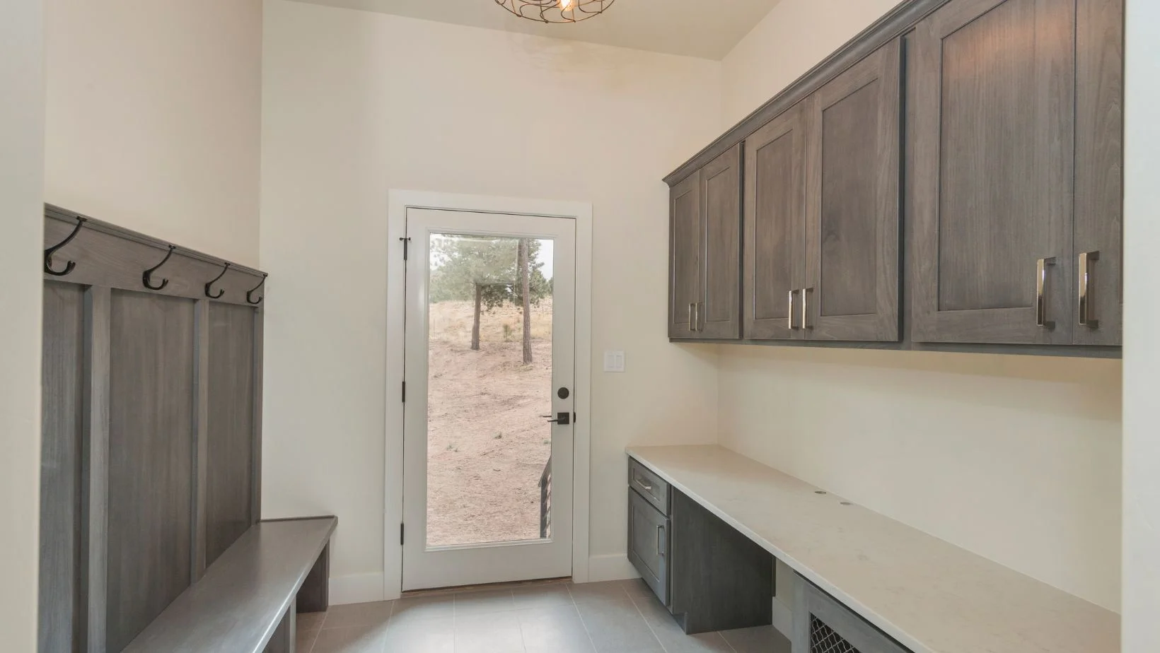 Modern Mud Room with a bench