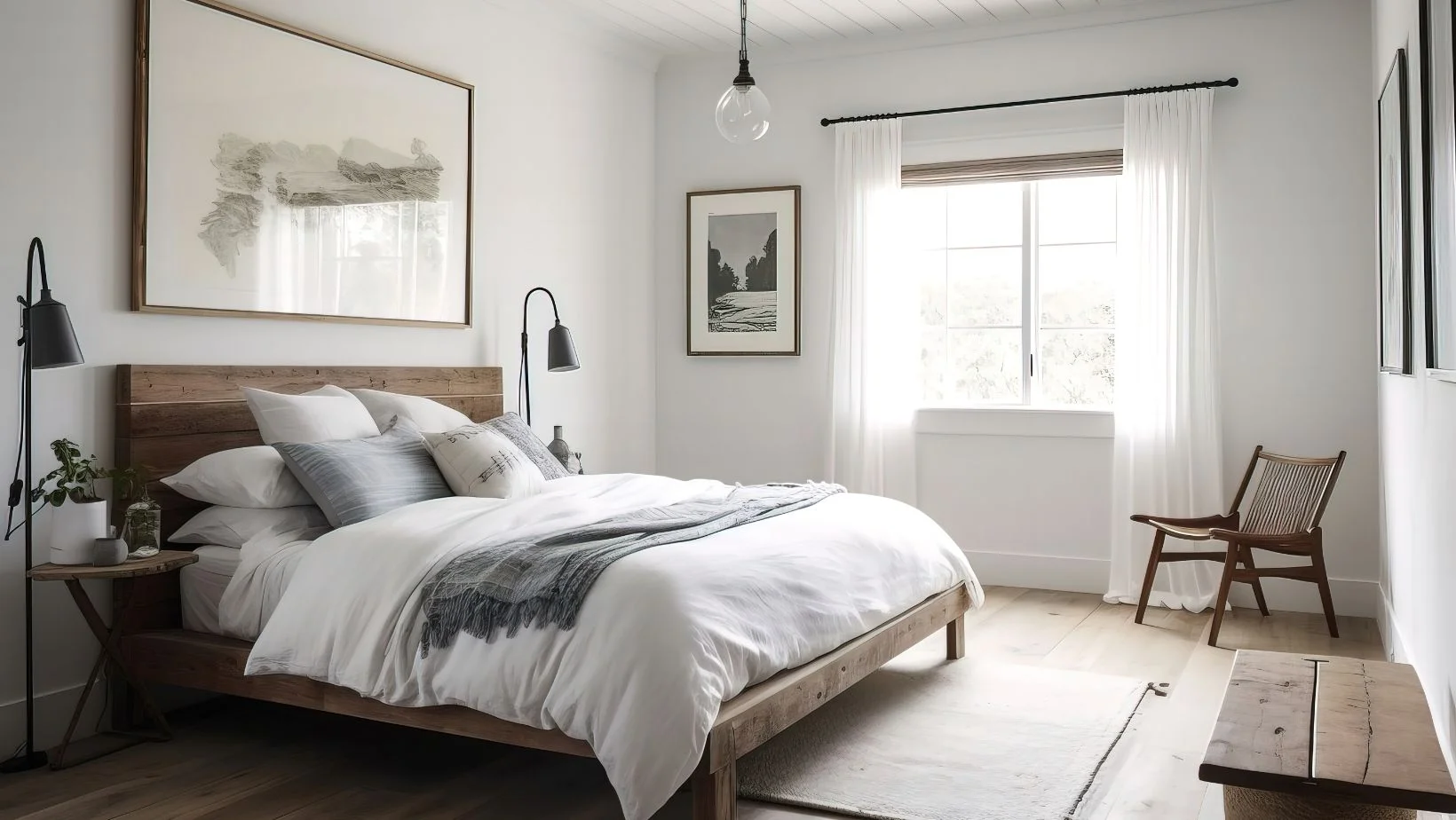 modern bedroom with a large window